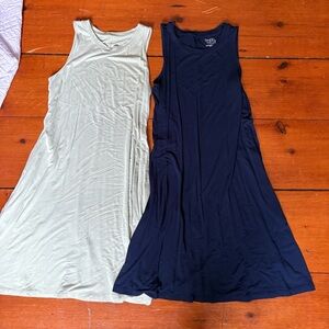 Time and Tru Sleeveless Summer Dress Set - Navy and Light Green Size Small (4-6)